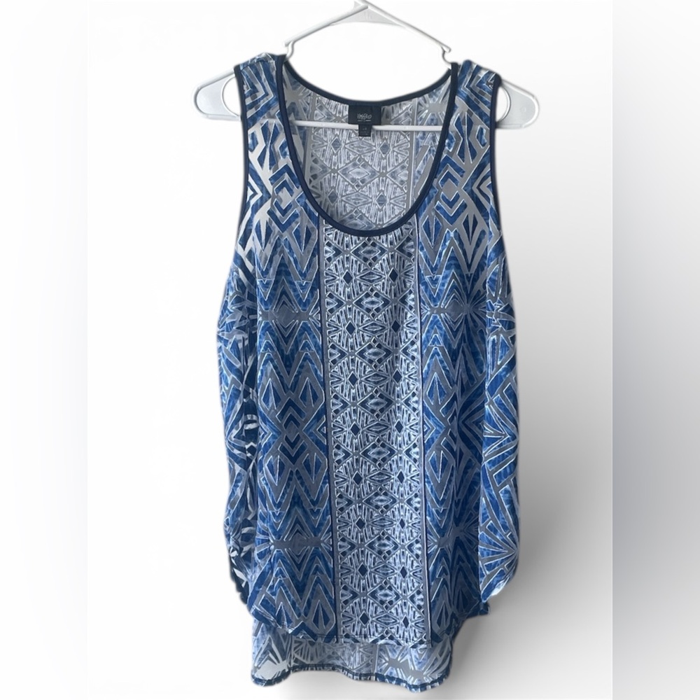 Mossimo  Blue Geometric Women's Tank Top